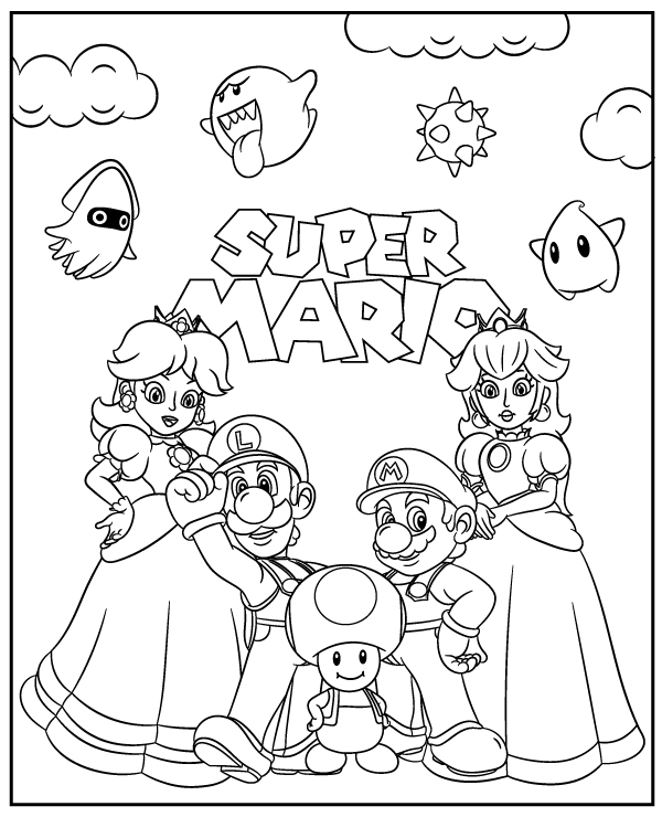 Dibujos para colorear e imprimir Super Mario Bros