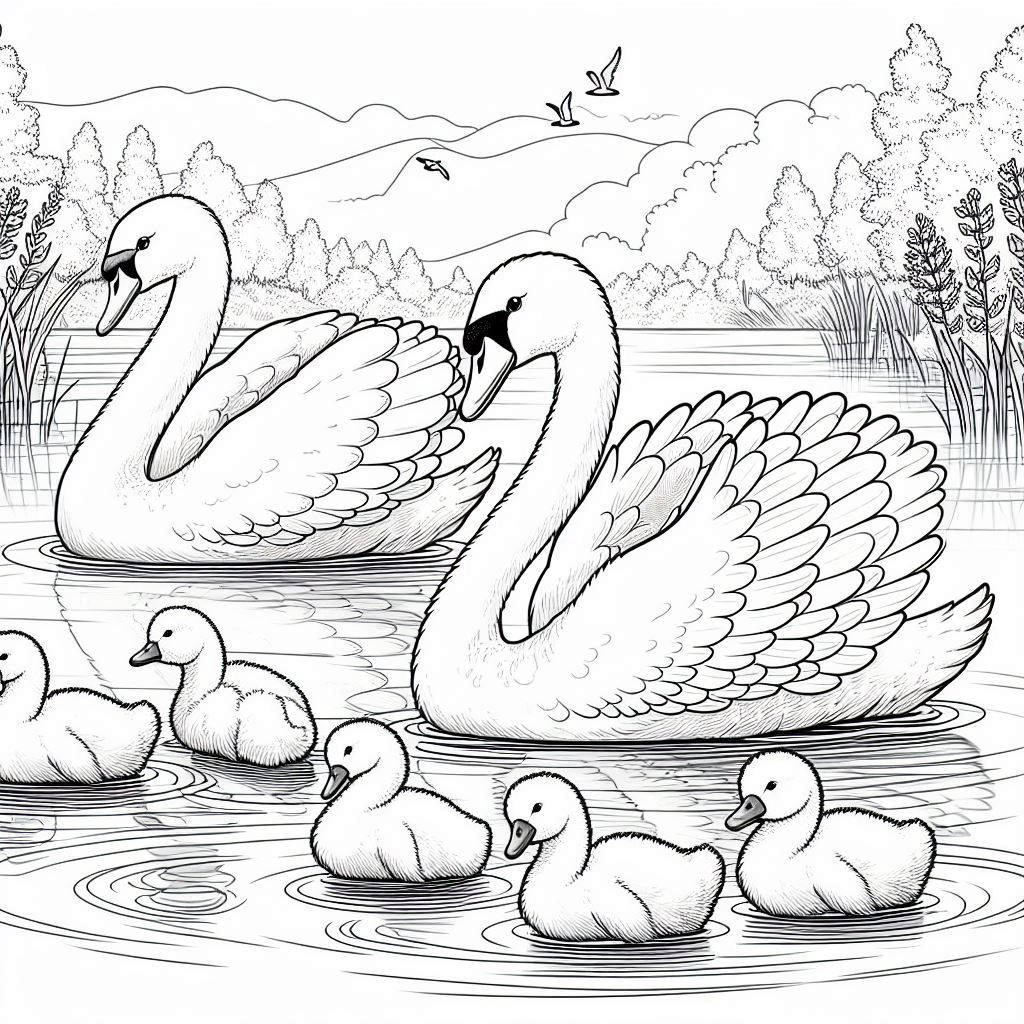 Dibujos para colorear e imprimir Cisnes